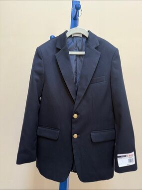 Izod Navy Single-Breasted Blazer with Faux Gold Buttons (Boys)
